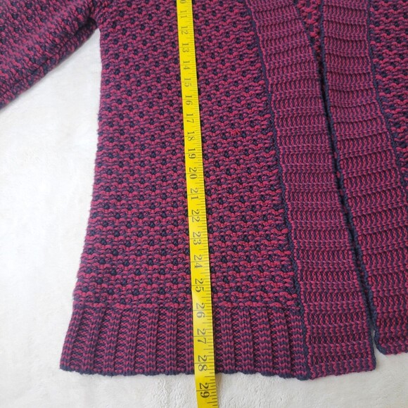 Talbots Wool Blend Cardigan Large Open Front Knit Cardigan Red Blue Long Sleev - Picture 7 of 9